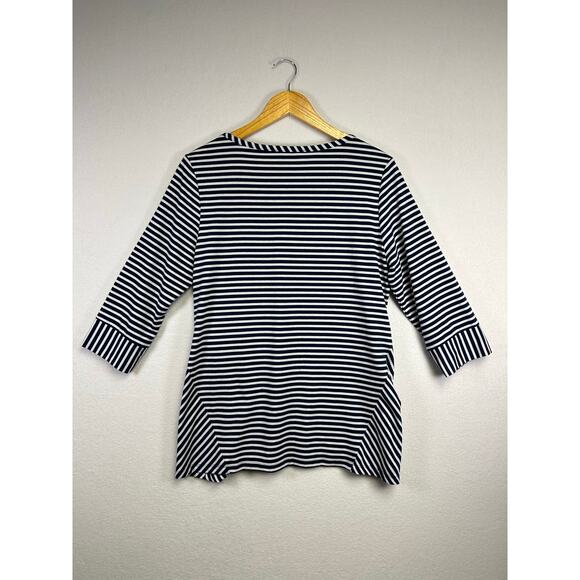 Southern Lady navy blue & white striped tunic  size small New England nautical￼ - Picture 6 of 8